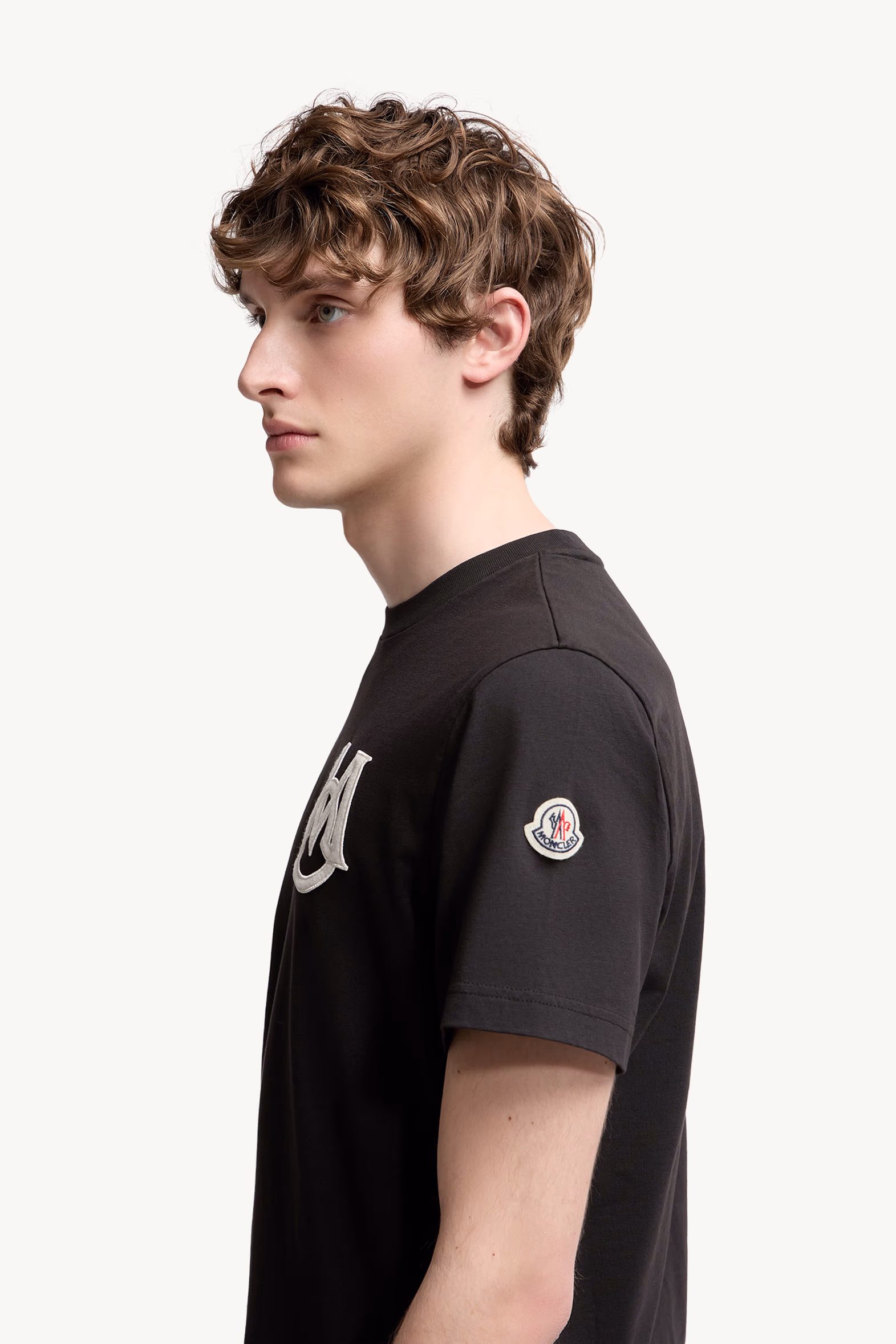 T-shirt en coton à monogramme Hommes Noir Moncler 4